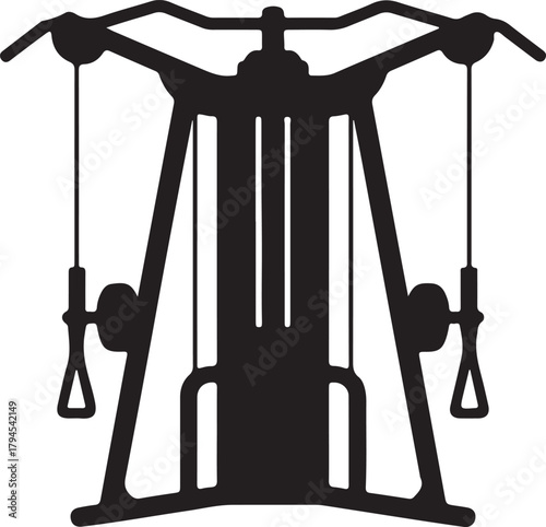 Gym training cable crossover machine vector silhouette