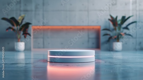 3D podium with futuristic glow, ideal for cutting-edge product showcases.