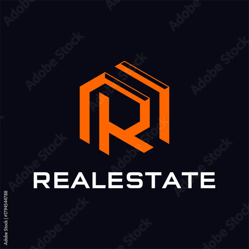 Creative R letter logo design for real estate business.
