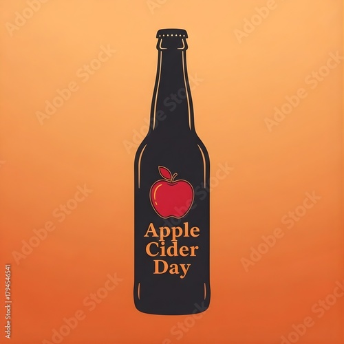 Simple Apple Cider Bottle Design with Iconic Fruit Symbol on Warm Background Apple Cider Day