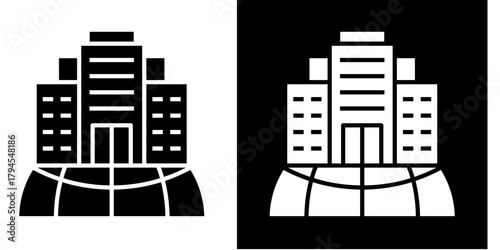 Corporate Headquarters Icon Set White Style Collection