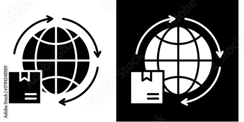 International Shipping Icon Set White Style Collection