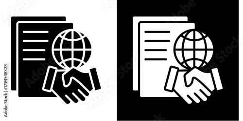 Trade Agreement Icon Set White Style Collection