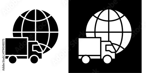 Logistics Transportation Icon Set White Style Collection