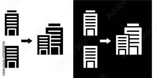 Corporate Merger Icon Set White Style Collection