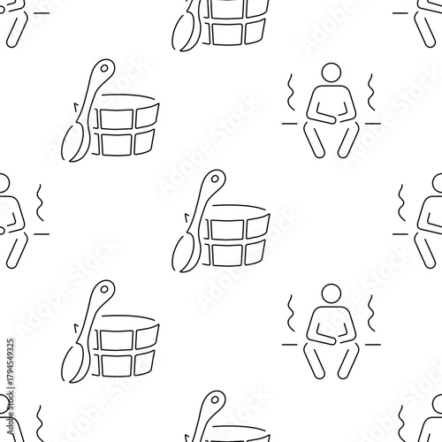sauna seamless pattern isolated on transparent background.