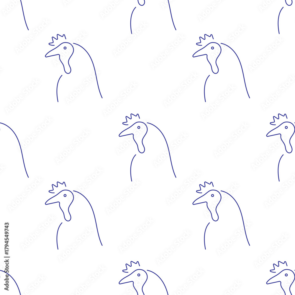 Fototapeta premium rooster seamless pattern isolated on transparent background.