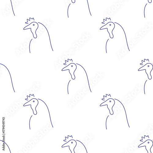 rooster seamless pattern isolated on transparent background.