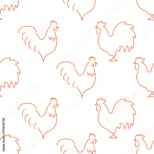 rooster seamless pattern isolated on transparent background.