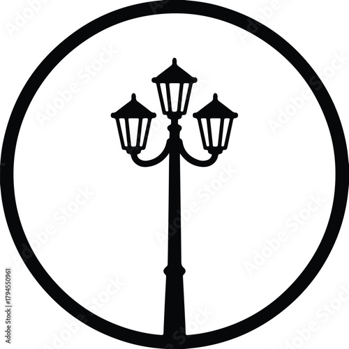 Illustrator Old fashioned black vintage street lamp post Silhouette vector