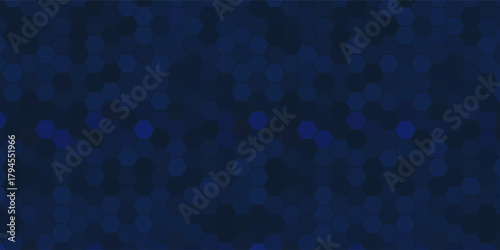 Hexagonal abstract dark blue navy background texture placeholder, radial center space, 3d illustration, 3d rendering simple abstract modern art