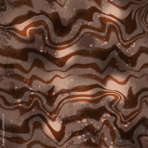 Abstract Digital Paint Tie Dye Watercolor Horizontal Wavy Liquid Stripes Lines with Splatters Seamless Pattern Blurred Batik Background