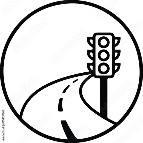 Illustrator traffic lights on road abstract transportation icon Silhouette vector