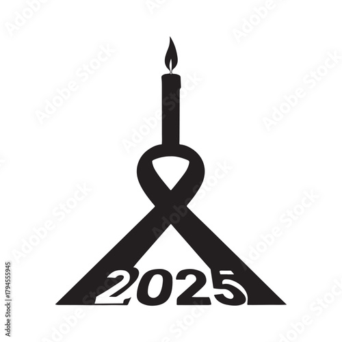 Memorial candle and ribbon for 2025 symbol of remembrance and support during a time of loss providing solace and hope
