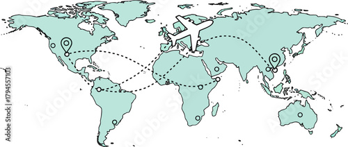 Simple world map on a white background