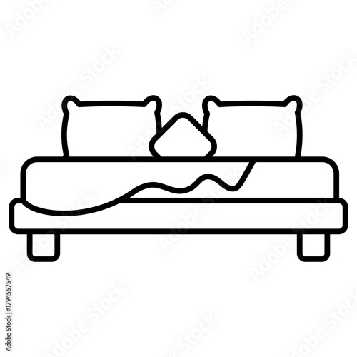 Bed icon vector. Bedroom illustration sign. Sleep symbol or logo.