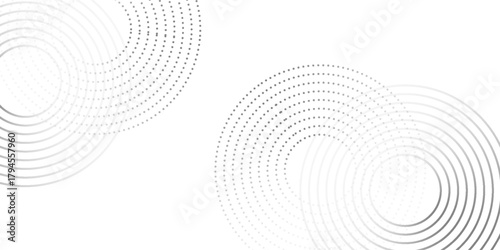 Modern white background with black circle rings. Digital future technology concept art simple