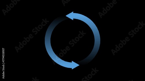 Rotating Blue Circular Arrow Animation on Black Background
