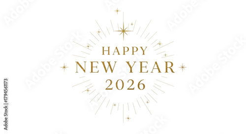 Celebrate the exciting arrival of New Year 2026 with this elegant, sparkling golden graphic design, perfect for festive invitations and celebratory announcements.