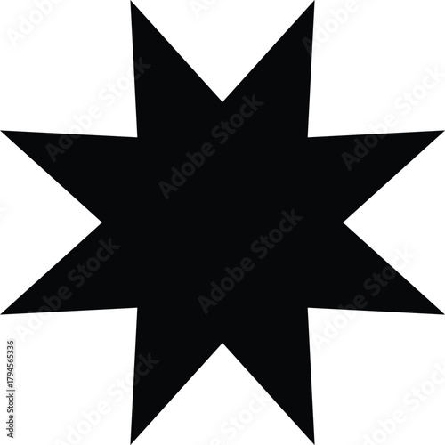 Stylized Eight-Pointed Star Graphic Element