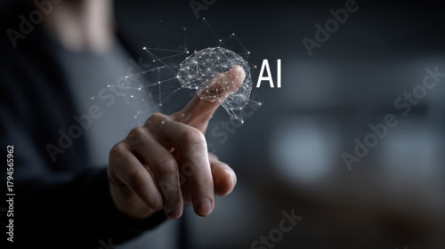 Human Hand Interacting with Artificial Intelligence Concept Image