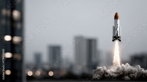 Rocket Launch Concept Illustrating Business Growth and Innovation