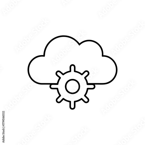 Cloud and gear icon representing cloud configuration on transparent background silhouette