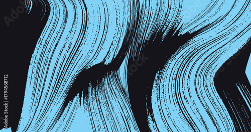 grunge paint element, Monochrome grunge texture. Brush strokes paint Isolated on blue background, vector black line, grunge brush strokes ink paint.eps10