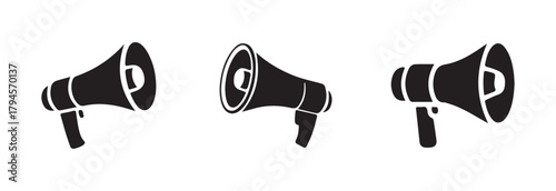 Loud speaker public announcement icon, editable stroke line icons, megaphone icon collection, Flat and line style,  vector illustration EPS 10.