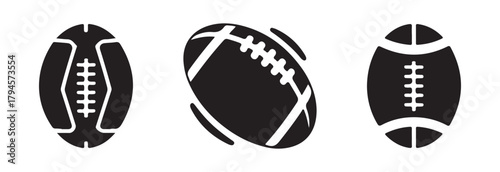 American Football Icon, football simple black style,  leather football icon design, vector illustration EPS 10.