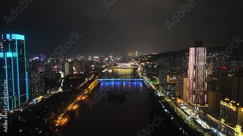 Wallpaper Mural Lanzhou Yellow River Aerial Night View, Gansu Province China Torontodigital.ca