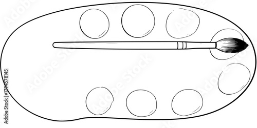 Artist's Palette Solitude: Black White Illustration | Clean, isolated vector art for creative projects.