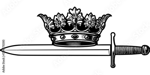 Elegant Crown Sword Emblem | Clean, isolated vector art for creative projects.