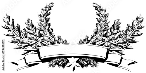 Elegant Black White Wreath | Clean, isolated vector art for creative projects.