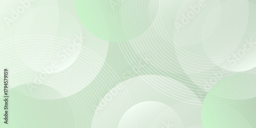 Soft green white circles abstract background on green gradient. Simple circle design. Futuristic for banner, brouchure, invitation, presentation, card. Vector illustration.