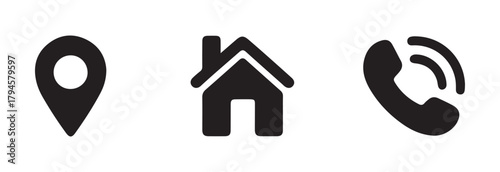 Contact and UI Icon, profile & contact icons – home, email, phone & map symbols for website & mobile app design, vector illustration EPS 10.