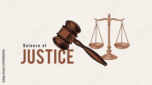 Sketch judicial law background. Court, justice, rights, artificial intelligence regulation, notary service, mediation center, arbitration concept. Engraved hand drawn vector illustration.