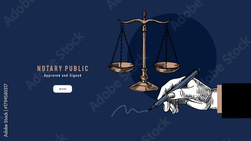 Sketch notary background. Court, law, justice, rights, artificial intelligence regulation, notary service, mediation center, arbitration concept. Vintage hand drawn vector illustration.