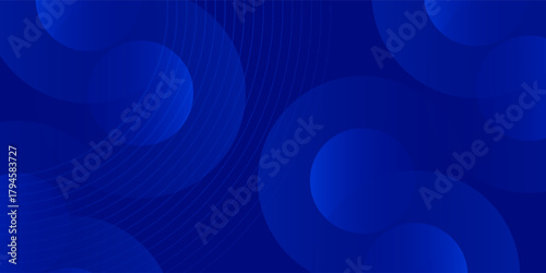 Blue abstract background on dark blue gradient vanishing circles design. Using for template, poster, wallpaper, flyer, banner, brochur, wallpaper. Minimalis geometric cirlces.