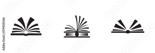 Science book icons, simple stylized black book design, classic and modern book icons, collection of book icons, vector illustration eps 10.