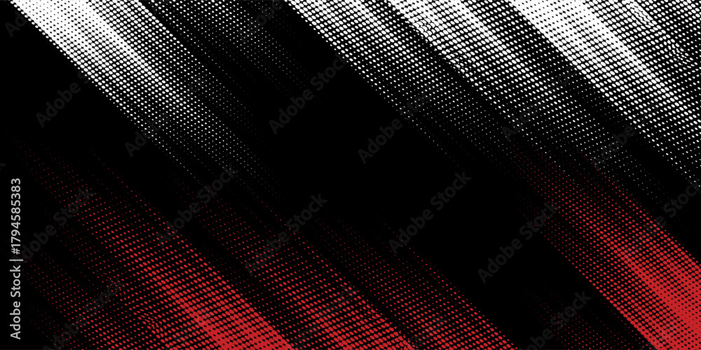 Fototapeta premium Halftone dots red and white on dark color gradient grunge texture background. Modern grunge design.