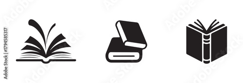 Book icon set, book icon collection for school and collage, education study reading learning language skill sign, vector illustration EPS 10. 