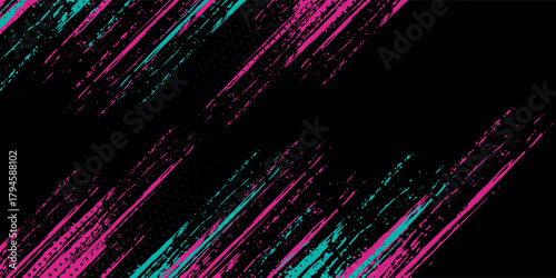 Abstract wrap banner car sticker with sporty line pink and greenish grunge color combination background.