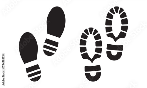 Shoe Print Trace Vector Icon Set Footwear Sole Boot Mark Step Walking Symbol