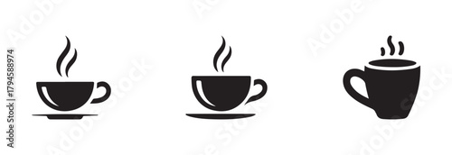 Hot cup beverage icon set, tea and coffee cup icon bundle set, coffee cup icon vector logo set collection, vector illustration EPS 10.