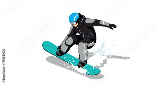 Snowboarder performing extreme tricks in dynamic winter sports action