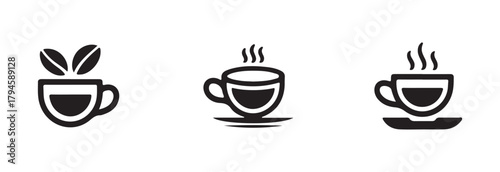 Hot cup beverage icon set, tea and coffee cup icon bundle set, coffee cup icon vector logo set collection, vector illustration EPS 10.
