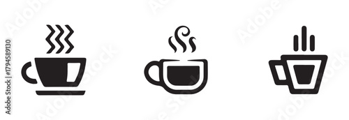 Hot drink icon, cups of coffee tea collection, Silhouette tea cup symbol, vector illustration EPS 10.