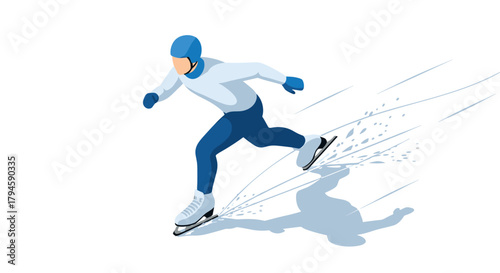 Dynamic winter sports scene with speed skater in motion