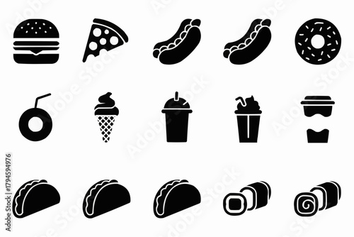 Iconic Eatery: A minimalist collection of beloved eatery icons, a visual celebration of classic treats, and inviting customers to indulge in their favorite flavors.